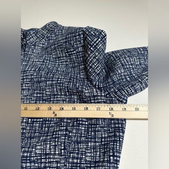 J.McLaughlin Navy White Neoprene Zip-down Jacket Size Large Gingham Interior - Picture 2 of 7